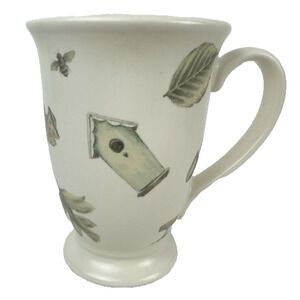 Pfaltzgraff Naturewood 1 Footed Mug/Cup Casual, Leaves, Herbs, Garden Tools VTG